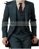 Suits Men's Three Piece Suit Notch Lapel Tweed Casual Business Suit for Wedding, Work (Blazer+vest+Pants)