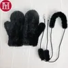 Zimowe kobiety prawdziwe norek futrzane rękawiczki piękne panie oryginalne norki futrzane rękawiczki Lady ciepłe i miękkie dzianinowe rękawiczki futro Y200110245S