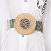 Wooden Buckle Dress Belt For Women Casual Female Braided Wide Strap Female Designer Woven Girls Elastic PP Straw Belts BZ339 Y19122971