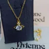 女性のための惑星ネックレスデザイナーネックレスVivienen Luxury Jewelry viviane Westwood of the West Silver Diamonds Saturn Necklace Male and Female Lover