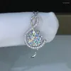 Hängen Musikanteckning Treble Musical Symbol Gift Brilliant Crystal Zirconia Necklace Silver Color Chain Pendant For Woman Jewelry