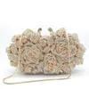 Sacs de soirée Éblouissant Femmes Or Rose Fleur Creux Out Cristal Embrayages En Métal Petit Sac À Main Bourse De Mariage Pochette Diamond291D