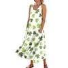 Casual jurken dames comfort St. Patrick's Day bedrukte mouwloze zakjurk streetwear damesmode esthetische kleding rok