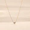 Ciondoli Gioielleria raffinata Dainty Love Gioielli di lusso Vero ciondolo a cuore in oro massiccio 14k con diamante naturale Collana regolabile personalizzata