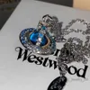 Colar Designer Colar para Mulher Vivienenwestwood Joias de Luxo Viviane Westwood Colar Imperatriz Viúva do Oeste Azul Gradiente Planeta Orb Ster