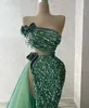 Sequined Glitter Sleeveless Evening Dresses Sexy Strapless Beading Mermaid Women Party Gowns vestidos de fiesta de noche