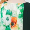 Casual Dresses Silk Jacquard Floral Dress Double-Sided Joe Sunshine Green Printed Pleated Round Neck Shirt Sleeve Party AE987