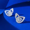 Brincos de garanhão Primavera Qiaoer 925 Sterling Silver Lab Sapphire Gemstone Sparkling Flower Ear Studs para mulheres joias finas