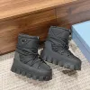 Stivali firmati triangolo gabardine alta qualità invernale Boot moon Outdoor climbing donna uomo scarpa moda stivaletti da neve squalo Nylon scarpe con plateau alte al ginocchio scatola di avvio nera