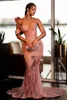 Stunning African Arabic Pink Evening Dresses With Ruffles Sweetheart Mermaid Beads Sequined Long Prom Gowns Formal Occasion Vestidos BC14937