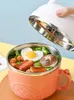 Посуда Jinfeiyue Нержавеющая сталь Миска для лапши быстрого приготовления Столовая с изолированной коробкой для бенто Простая и милая Instagram Three