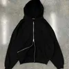 Erkek Hoodie Sweatshirt Sonbahar/Kış Yeni Baskı Minimalist İşlemeli İki Yönlü Fermuar Kapşonlu Büyük Boy L23116