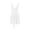 Casual Dresses Mingmingxi White Satin Dress Summer 2024 V Neck A Line Sexig stretchig strand med bälte födelsedag för kvinnor mini