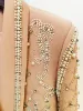 Robe Blazer à col châle pour femmes, de qualité supérieure, de styliste, avec de superbes diamants et perles, nouvelle collection 2024