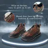 Jishingal Mens One Step Leather with Anti Slip Casual and Fashion Increase Cowhide Crocodile Print Sneakers M0XQ