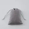 Jewelry Pouches 5pcs/lot Fanshionable Packaging Bag Light Grey Velvet Drawstring Pouch Reusable Item Storage Custom Logo