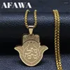 Pendant Necklaces Hand Of Fatima Jewish Pomegranate Hebrew Necklace For Women Men Stainless Steel Fish Hamsa Jewelry Corrente Masculina