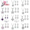 Halsbandörhängen Set 925 Sterling Silver Cherry Plum Flower Plant Shiny Cubic Zircon Fashion Jewelry Women Ball Daily Dress Up