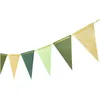 Party Decoration Paper Gold Green Triangle Flags Pennant Bunting Garland For Safari Greenery Baby Shower Birthday Decor