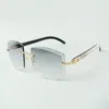 Style High-end Projektanci Okulary przeciwsłoneczne 3524022 Cutowanie obiektywu Naturalne hybrydowe rogi Buffalo Szklanki Rozmiar 58-18-140 mm