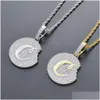 Pendant Necklaces Fashion- Cookie Diamonds Pendant Necklaces For Men Women Luxury Crystal Cooky Pendants 18K Gold Palted Copper Zircon Dhuta