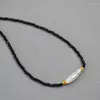 Подвески Amaiyllis, минималистичный нерегулярный барочный жемчуг, ожерелье, комплект браслетов, модный черный кристалл, цепочка на ключицу, ювелирные изделия