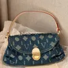 Totes väskor denim blå handväskor vintage designer axel jeans underblock hobo handväska koppling gammal blomma handväska crossbody bagh24223