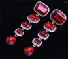Dangle Earrings Gorgeous Red Crystal Drop Hanging Luxury Earring Woman's Exaggerated Jewelry Trendy Bridal Birthday Valentine's Accessories