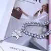 Pendants Double-Layer Gray Pearl Necklace 6-10mm Size Mix And Match