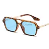 Solglasögon liten ram fyrkantig solglasögon kvinna märke designer mode lyxiga solglasögon kvinnliga vintage ihåliga leopard blå oculos de sol h24223