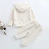 Kleidung Sets Koreanischen Stil Herbst Frühling Kleinkind Baby Jungen Mädchen Kleidung Anzug Langarm Einfarbig Mit Kapuze Mantel Hosen Kinder set