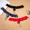 Women's Panties Erotic Lace Pearls Thong Temptation Women Sexy Open Crotch Perspective G-string Nightwear Lingerie Underwear