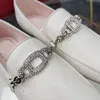 Lüks kristal elbise ayakkabıları loafers napa sheep derisi loafer tek ayakkabı kadın tasarımcı zincir ayakkabı platformu rhinestone toka siyah beyaz konfor rahat ofis ayakkabı