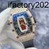 Vs fábrica relógio richa tourbillon movimento automático suíço diamante vermelho ouro data display conjunto mecânico para 21 anos mão