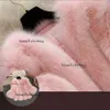 Moda sztuczny królik i szopa szczęć oryginalne skórzane kurtki dzianinowe norek długi płaszcz damskie rękaw puszysty faux fur