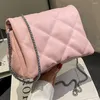 Borse da sera Borsa da donna in pelle imbottita Borsa vintage trapuntata di grande capacità Borsa alla moda con chiusura con fibbia Tracolla a catena Pendolarismo quotidiano