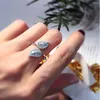 Cluster Ringen Luxe Lady Leaf Opening Verstelbare Maat Ring Engagement Wedding Feather Bijwonen Cocktail Party Dames Sieraden