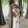 Szaliki moda mongolska poncho w stylu etnicznym dzianinowym stylem Cape Cape Cardigan Tassel Shawl Płaszcz Okładki Founce Zgrywanie