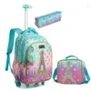 Borse da scuola Zaino con rotelle per bambini Borsa con ruote per ragazze SchooTrolley Ruote Carrello da viaggio per bambini Trolley202U