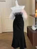 Casual klänningar Frankrike vintage lyx bröllop formellt tillfälle kvinnor höst sexig bodycon bandage party robe kvinnliga vinterkläder
