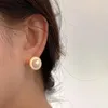 Boucles d'oreilles Minar 2024 Arrivée 14K véritable plaqué or en laiton naturel perle d'eau douce émail blanc rond petit pour les femmes