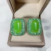 Stud Earrings SENYU Vintage Rectangle Shaped Earring For Women Green Stone Costume Party Paved Cubic Zircon Dubai Jewelry