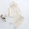 Kleidung Sets Koreanischen Stil Herbst Frühling Kleinkind Baby Jungen Mädchen Kleidung Anzug Langarm Einfarbig Mit Kapuze Mantel Hosen Kinder set