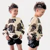 LMH stijl kinderkleding sets INS kids eenhoorn gedrukt sweatshirt jongens losse casual broek meisjes lange mouw geplooide jurk S0465