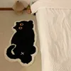 バスマットかわいい黒い猫の模倣カシミアカーペットホームベッドルームベッドサイドブランケットドアマット漫画リビングルームコーヒーテーブルマット