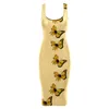 Casual Dresses Tank Sleeveless Dress For Women Trendy Sexy Round Neck Butterfly Print Slim Summer Knee Length