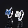 Cluster Rings S925 Silver High Carbon Diamond Princess Square Luxury Jump Color Ring Female Lead Stone 10