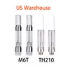 In Stock USA Warehouse M6T Th205 Oil Carts Atomizers Ceramic Coil Empty Tank Cartridges fit 510 Thread Battery for Thick Oil Atomizer