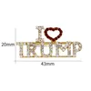 Arts et artisanat J'aime Trump strass broche broches pour femmes paillettes cristal lettres manteau robe bijoux broches livraison directe maison Dhvzh