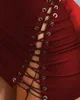 Юбки-шорты для женщин 2023 Летняя мода Высокая талия из искусственной кожи Сексуальная шнуровка с ушками Узкая однотонная мини-юбка для вечернего выхода Одежда YQ240223